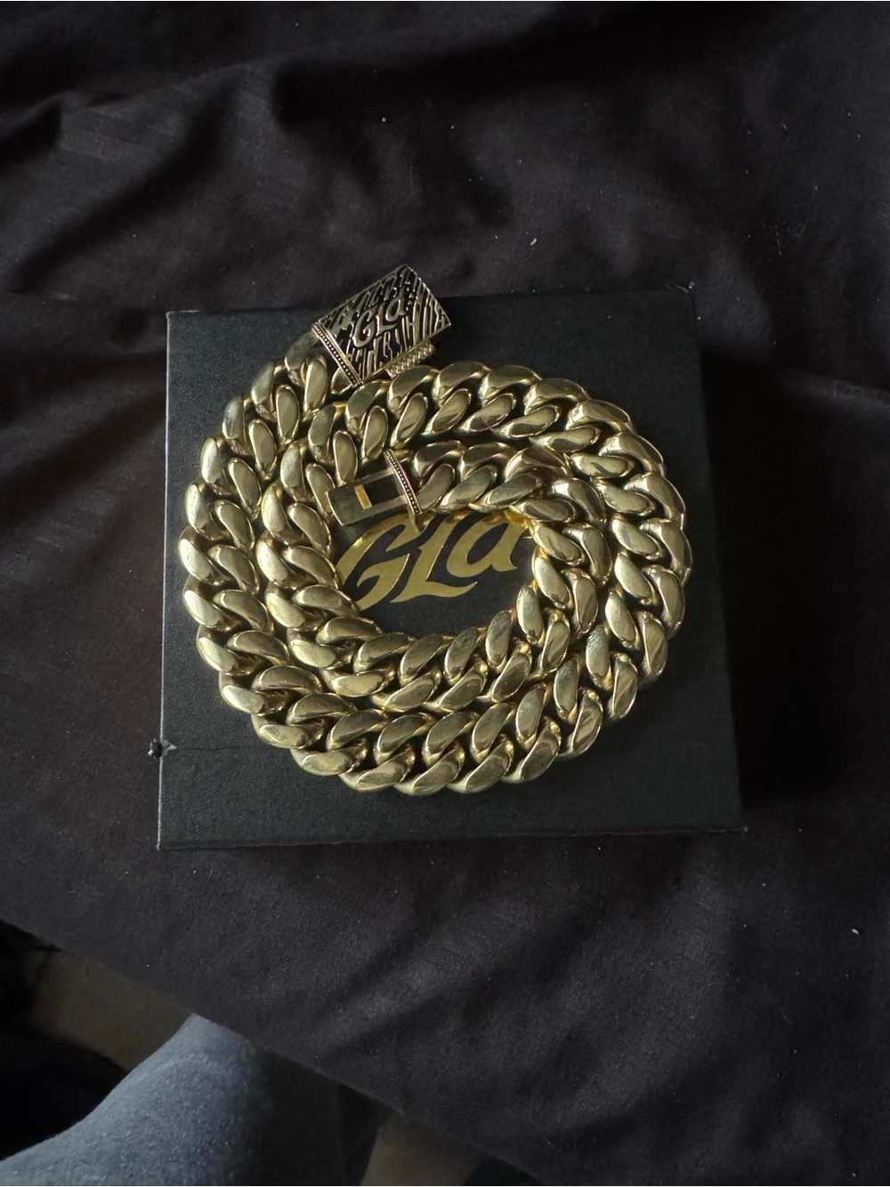 GLD real yellow gold cuban link chain 19mm 22inch